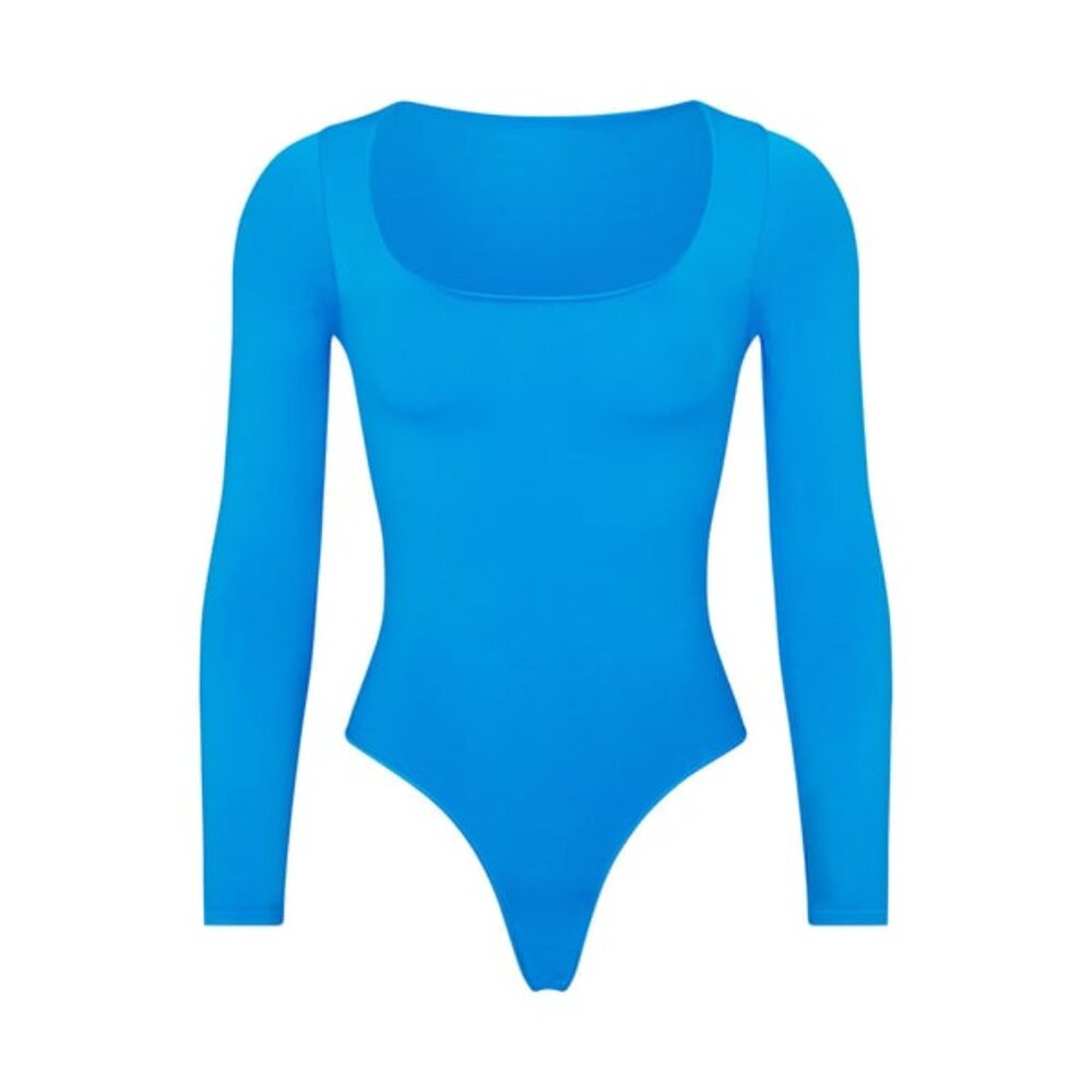 NWT Skims Essential long sleeve bodysuit in mykonos blue 4X 5X